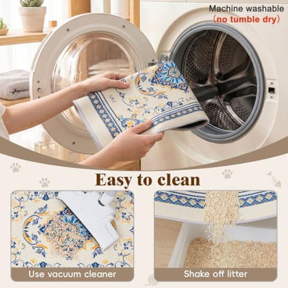 Bienbee Cat Litter Mat, 2 Pack 33" x 22" Machine Washable