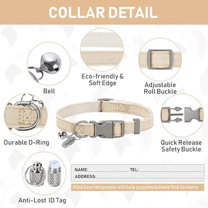 GAMUDA Small Pet Harness Collar and Leash Set, Step in No Chock No Pull Linen