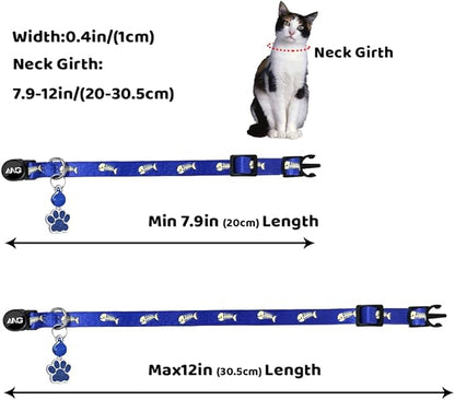 Personalized Breakaway Cat Collars Glow-in-The-Dark with ID Tag, Bell - Safety Quick - Release, Customizable for Female Male Kittens & Cats (Navy)