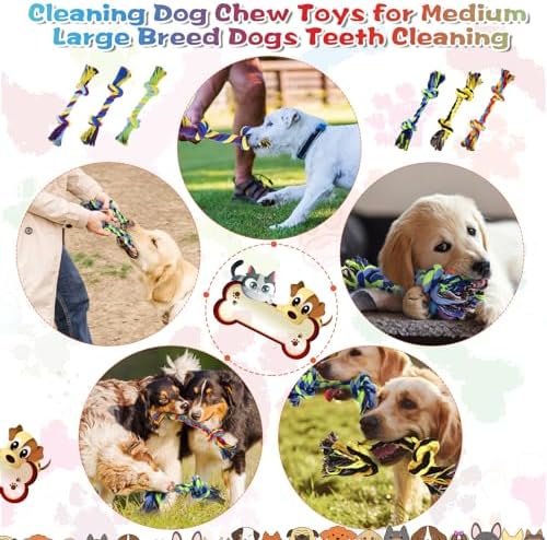 24 Pack Dog Rope Toys 10 Inch Cotton 2 Knot Chew