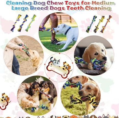 24 Pack Dog Rope Toys 10 Inch Cotton 2 Knot Chew