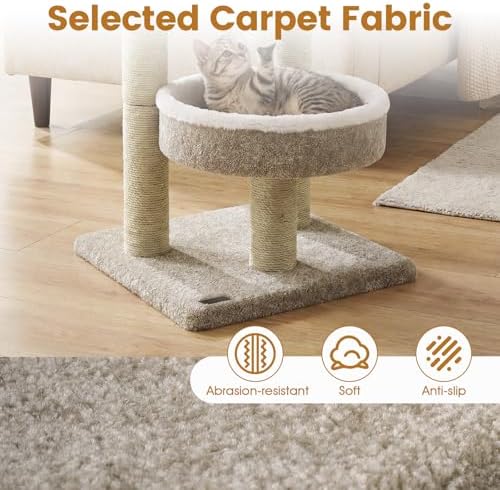 PETSITE 24-inch Small Cat Tree, 2 Comfy Cat Beds, and Interactive Hanging Ball