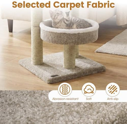 PETSITE 24-inch Small Cat Tree, 2 Comfy Cat Beds, and Interactive Hanging Ball