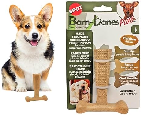 SPOT Bam-Bones Plus T-Bone Dog Chew, 10-30 lb Heavy Chewers