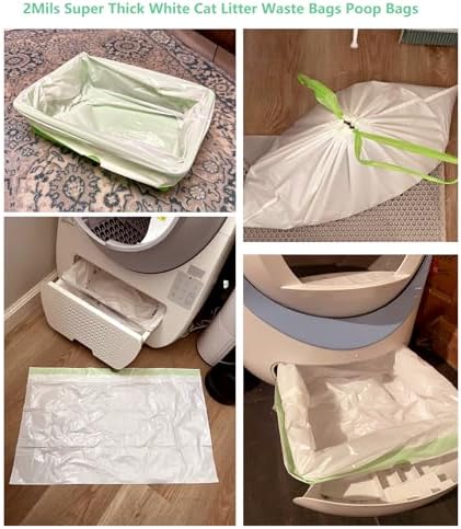 40 Count Cat Drawstring Litter Box Liners 26.6x16.7 inches 2Mils Super Thick