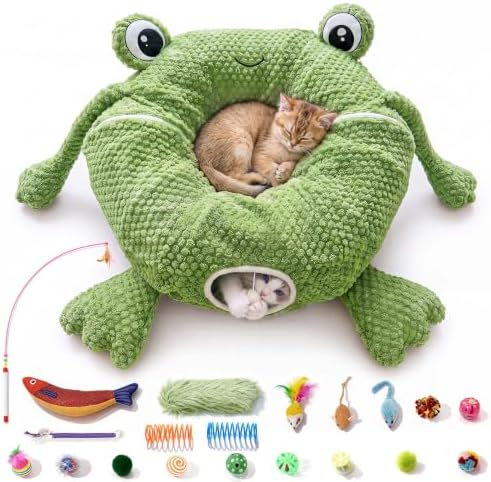 Cat Tunnel Bed with 20 Cat Toys, Kitten Toys