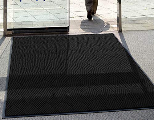 M+A Matting WaterHog Diamond | Commercial-Grade Entrance Mat with Rubber Border – Indoor/Outdoor, Quick Drying, Stain Resistant Door Mat (Bordeuax, 4' x 8')
