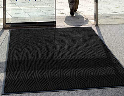 WaterHog Diamond-Pattern Commercial Grade Entrance Mat, Indoor/Outdoor Floor Mat 3' Length x 2' Width, Bordeaux by M+A Matting