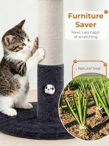 Woochpet Funny Cat Scratching Posts Sturdy Scratcher Posts 33'' Grey