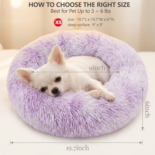 nononfish Cozy Calming Dog Bed, Soft Plush Donut Pet Bed