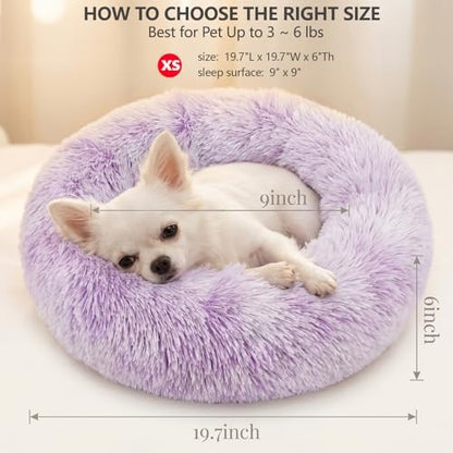 nononfish Cozy Calming Dog Bed, Soft Plush Donut Pet Bed