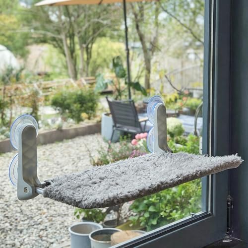 YUNIQUE Cat Window Perch, Upturned Edge Bracket, Portable Wall Hammock
