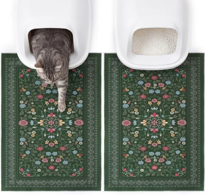 Bienbee Cat Litter Mat, 2 Pack 33" x 22" Machine Washable