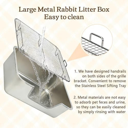 Rypet Large Stainless Steel Rabbit Litter Box Set