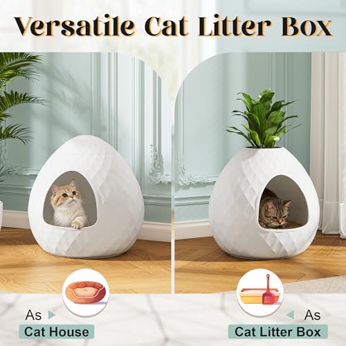 Egg-Shaped Hidden Plant Litter Box, Cat Litter Box Enclosure
