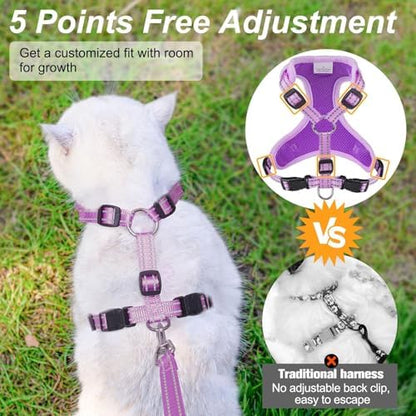 BEAUTYZOO Cat Harness and Leash Set, Escape Proof and Adjustable