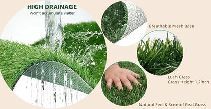 Dog Grass Pad with Tray, 34"x22" Silicone Base Washable Reusable Pee Pad & Grass Pad - Non-Slip, Easy-Clean Indoor Outdoor Dog Potty Toilet (34" x 22")