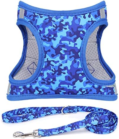 Step in Boy Dog Harness Leash Set- All Weather Reflective No-Pull Padded Mesh