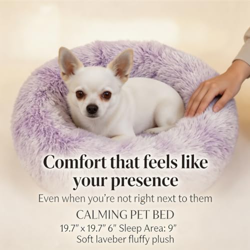 nononfish Cozy Calming Dog Bed, Soft Plush Donut Pet Bed