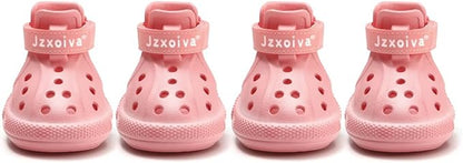 JZXOIVA Dog Shoes for Hot Pavement, Dog Booties for Small Dogs, Breathable Dog Boots & Paw Protectors, Adjustable Non-Slip Dog Rain Booties, Waterproof Pets Sandals for Beach Pink Size 3
