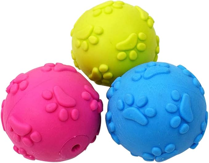 Squeaky Dog Toy Balls 3-Pack – Interactive Fetch Balls for Small, Medium & Large Dogs