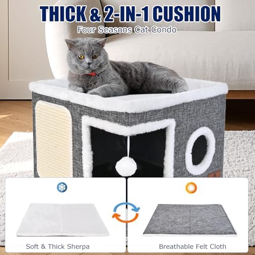Cat Beds for Indoor Cats, Large Cat Cave Bed