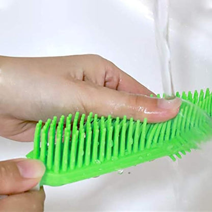 LandHope 2 Pack Pet Hair Removal Tool Pet Hair Remover Rubber Cat Hair Remover Portable for Carpet Clothes Furniture Sofa Leather Car Seat Bath with Massage Effect (Green + Blue)