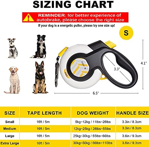 Fida AutoBrake Heavy Duty Retractable Dog Leash, 16 ft,