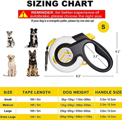 Fida AutoBrake Heavy Duty Retractable Dog Leash, 16 ft,