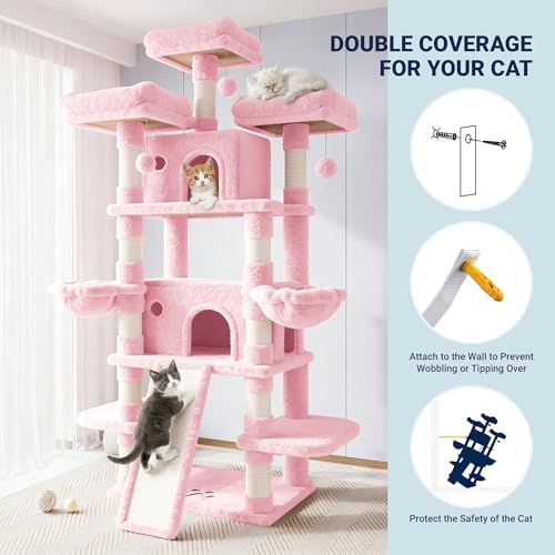 Allewie 82 Inches Large Cat Tree/House/XXL Tall Cat Towers