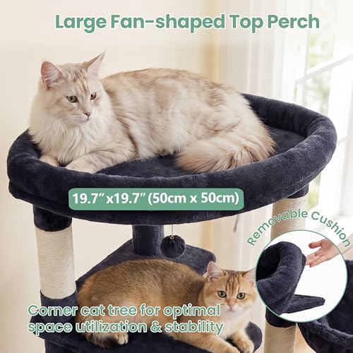Cat Tree, 61 Inch Tall Cat Tower, Diamond-Shaped Cat Cave VCT001G