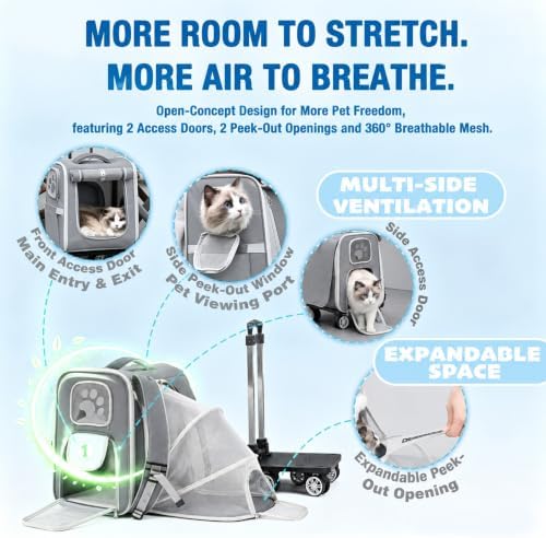 Pet Carrier Backpack with Wheels Rolling