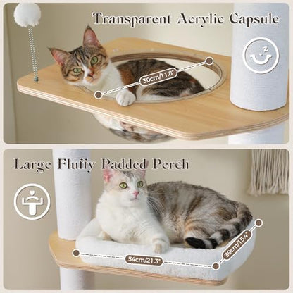 PAWZ Road Floor to Ceiling Tall Cat Tree, 7.6-9.4ft Modern Wood Cat Tower