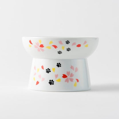 Necoichi Elevated Cat Food Bowl Prevent Neck & Whisker Fatigue, Dishwasher and Microwave Safe, No.1 Seller in Japan! (Sakura, Regular)