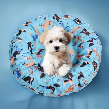 Round Replacement Dog Bed Cover Elastic Edged Washable 20×9.8 Inch