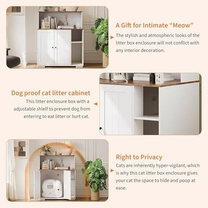 Garvee Dog-Proof Large Cat Litter Box Enclosure