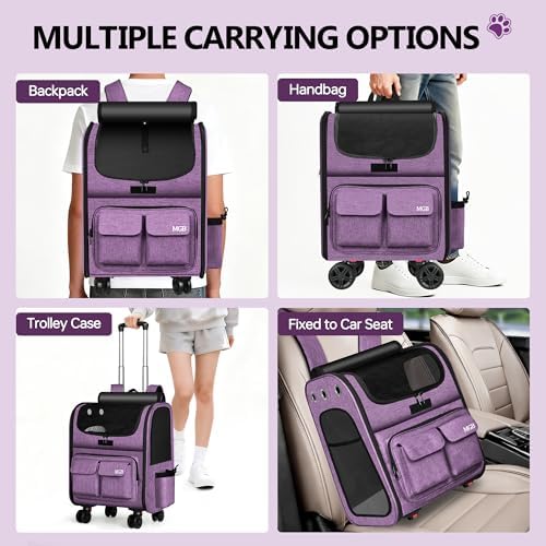 MGB Rolling Cat Carrier with Wheels, Pet Carrier
