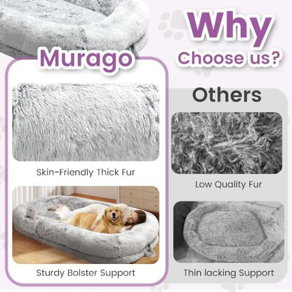 Murago Human Dog Bed for Adults, Light Grey