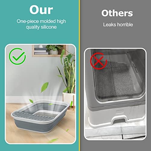 Foldable Cat Litter Box, Large Height-Adjustable Anti-Splash Open Air Kitty