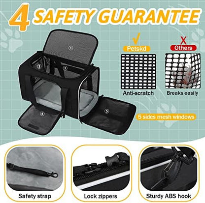 Petskd Small Pet Carrier 18" L x 13" W x 9.5" H Airline Approved