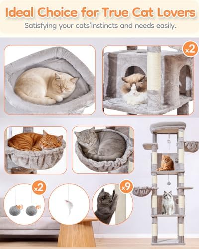 Taoqimiao Heavy Duty Cat Tree, 73In Sturdy Cat Tower