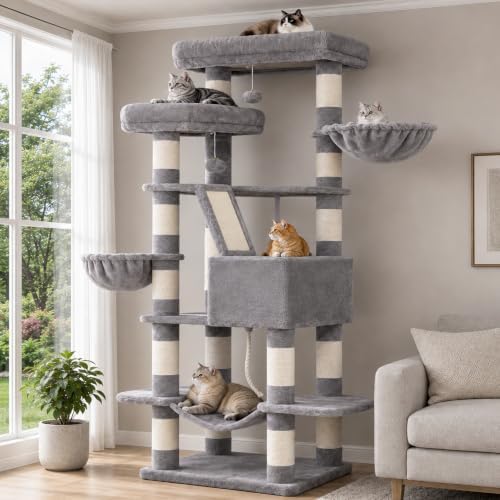 Heybly Cat Tree, 68 inch Multi-Level Cat Tower
