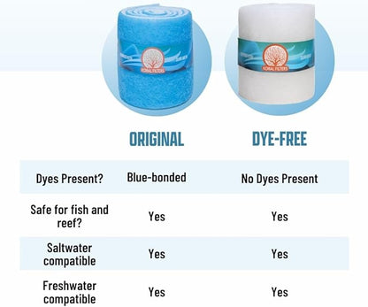 Premium Aquarium Filter Media Pad - Cut-to-Fit Roll, Fresh and Saltwater Safe, Blue & Dye-Free Options, Made in USA(Blue Bonded, 12"x96"(8 ft) by 0.75")