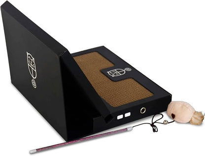 Toy Cat Laptop with 2 Scratchboards + Catnip Mouse Toy for Cats + 50pack Cat Sticker - Interactive Eco-Friendly Cat Computer with Scratch Pad Laptop for Cats - Mini Cat Laptop