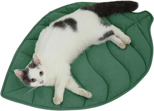 Letalong 30 X 20 Inch Leaf Shaped Cotton Cat Bed Pad, Warming Cat Mat, Pet