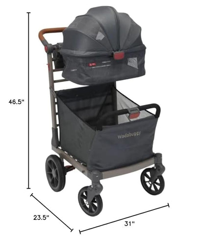 Pet Foldable Cart - Luxury Cat & Dog Stroller with Extra Large Shopping Basket, Cup Holders, & Ventilated Canopy - Easy Fold Pet Stroller for Cats & Dogs