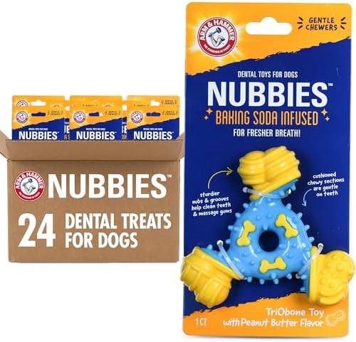 Arm & Hammer Nubbies TriBone Dental Dog Chew Toy, Peanut Butter