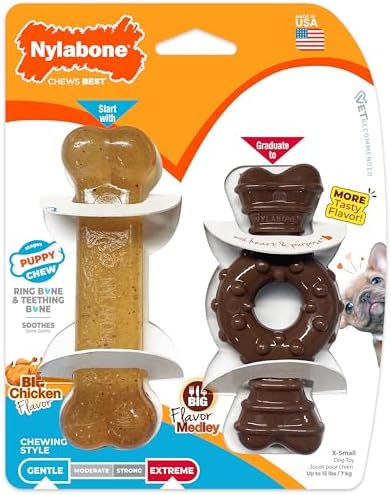 Nylabone Puppy Chew Teething Bone and Ring Bone Dog Chew Toys