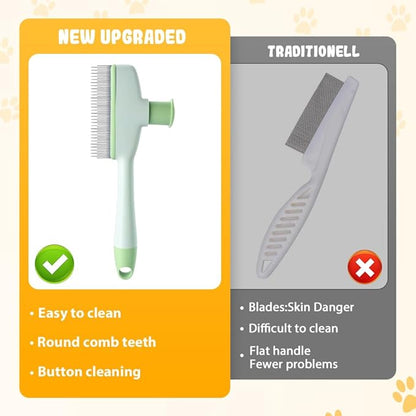 Pet Hair Removal Comb, 2025 New Flea Comb, Multifunctional Grooming Brush for Home Use, Portable Shedding Brush for Pet Owners (Blue)