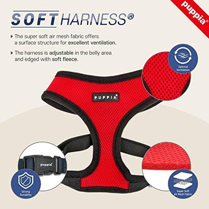 Puppia Soft Dog Harness No Choke Over-The-Head Triple Layered Breathable Mesh